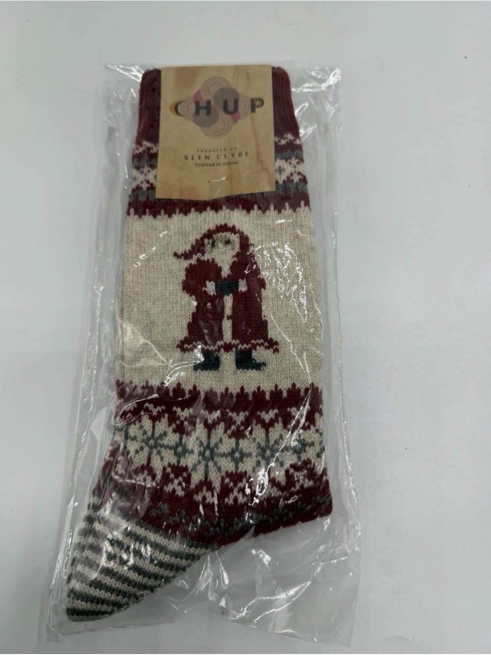 NEW CHUP HO!HO!HO! Red KNITTED WOOL Socks Made in Japan Size M Medium